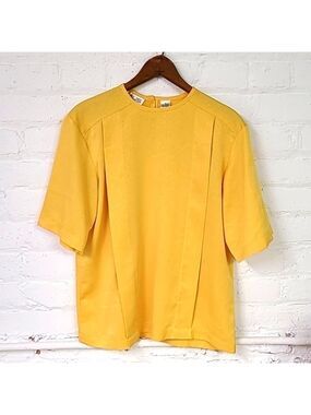 Vintage 90s Chaus Dark Yellow Blouse Size Med